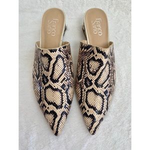 Franco Sarto Leather Snakeskin Mules